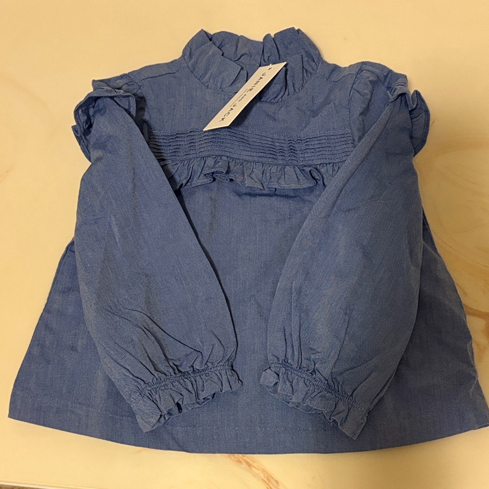 Janie and jack Blue Long Sleeve Ruffle Top